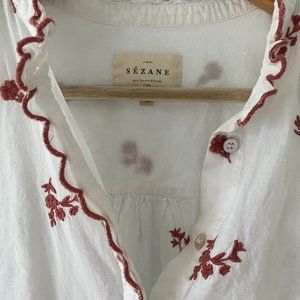 Sézane embroidered blouse, FR 38